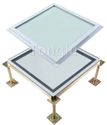 机房防静电地板玻璃观望口|机房玻璃地板